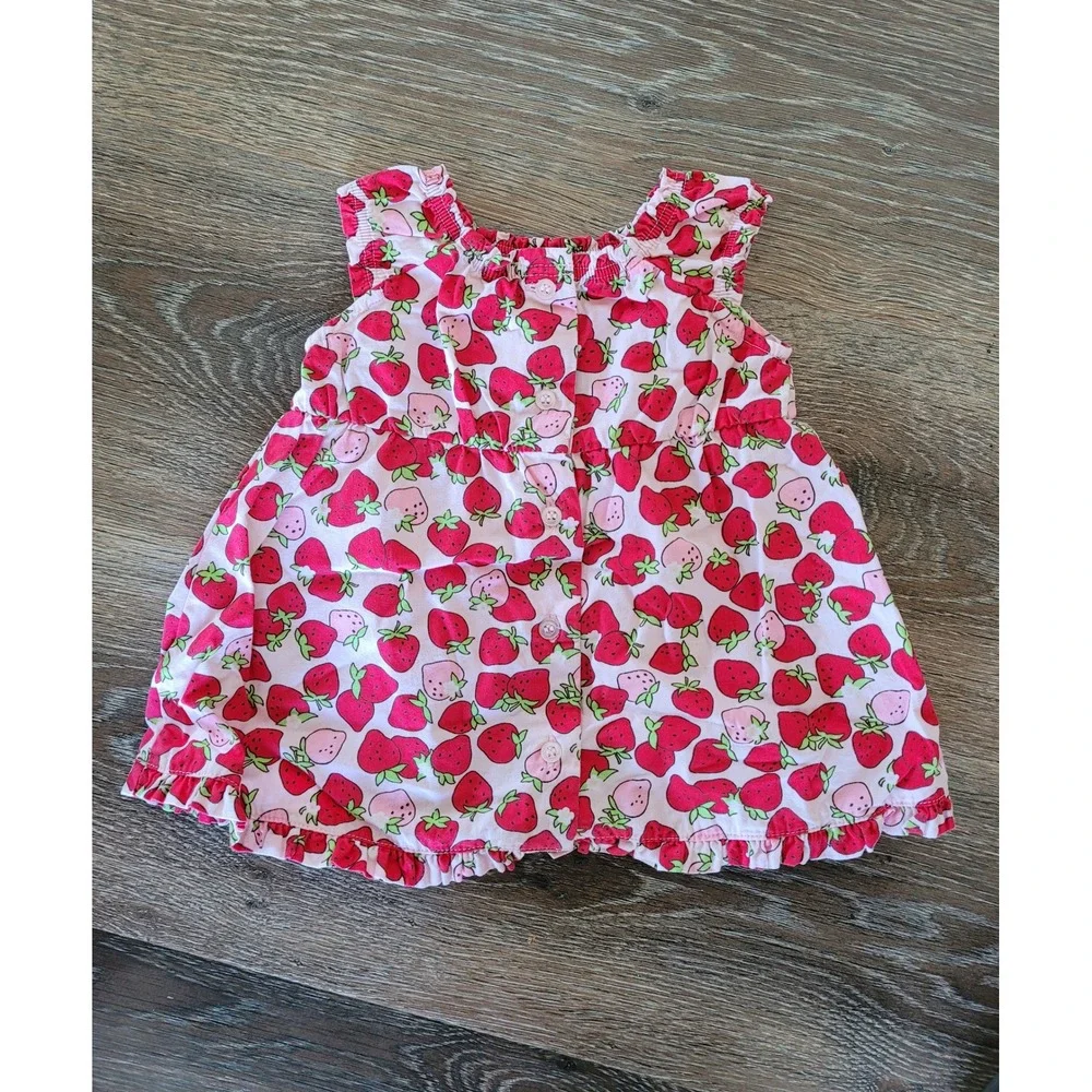 Gymboree Baby Girls Strawberry Print Sleeveless Dress Button Back‎ 0-3 Months #7